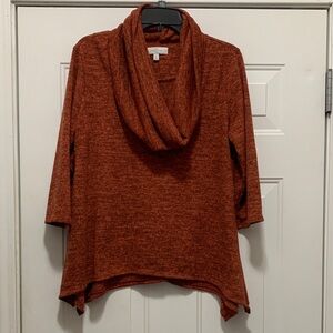 3/$15 New Directions Burnt Orange Cowl Neck Sweater Size Large Petite